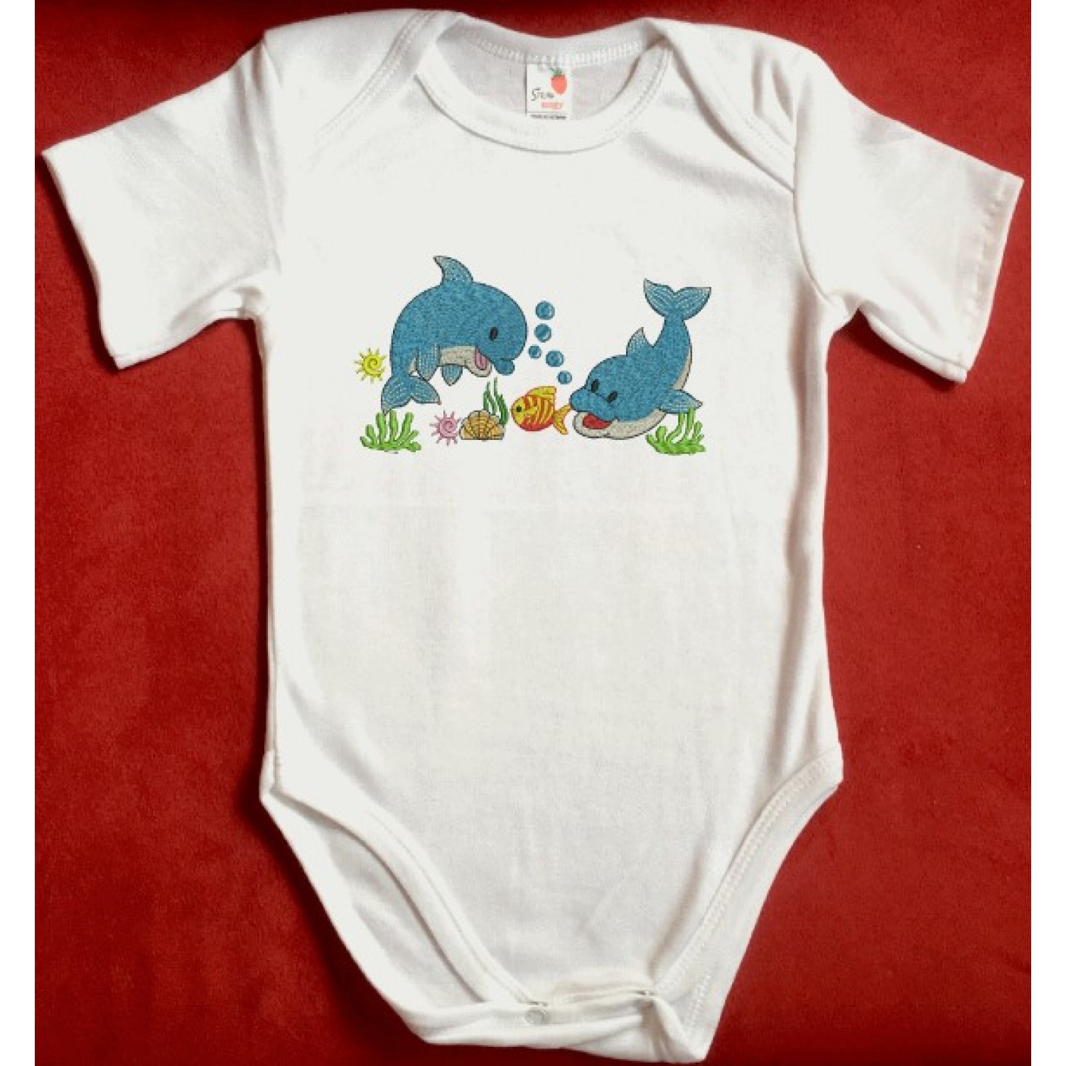 Two dolphine sea Embroidery Design