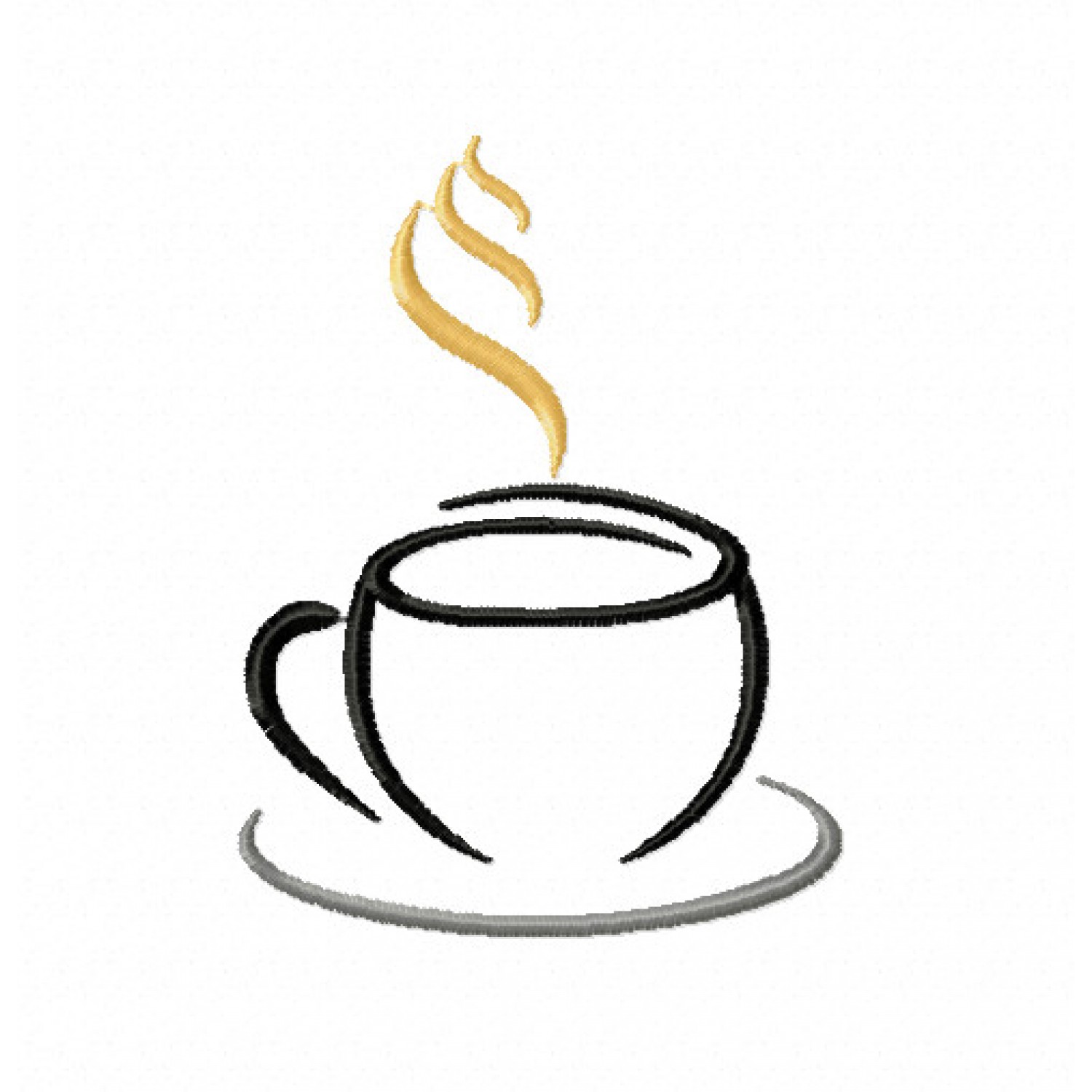 Cup coffee embroidery Design