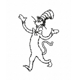 Playful Cat with Hat Embroidery Design