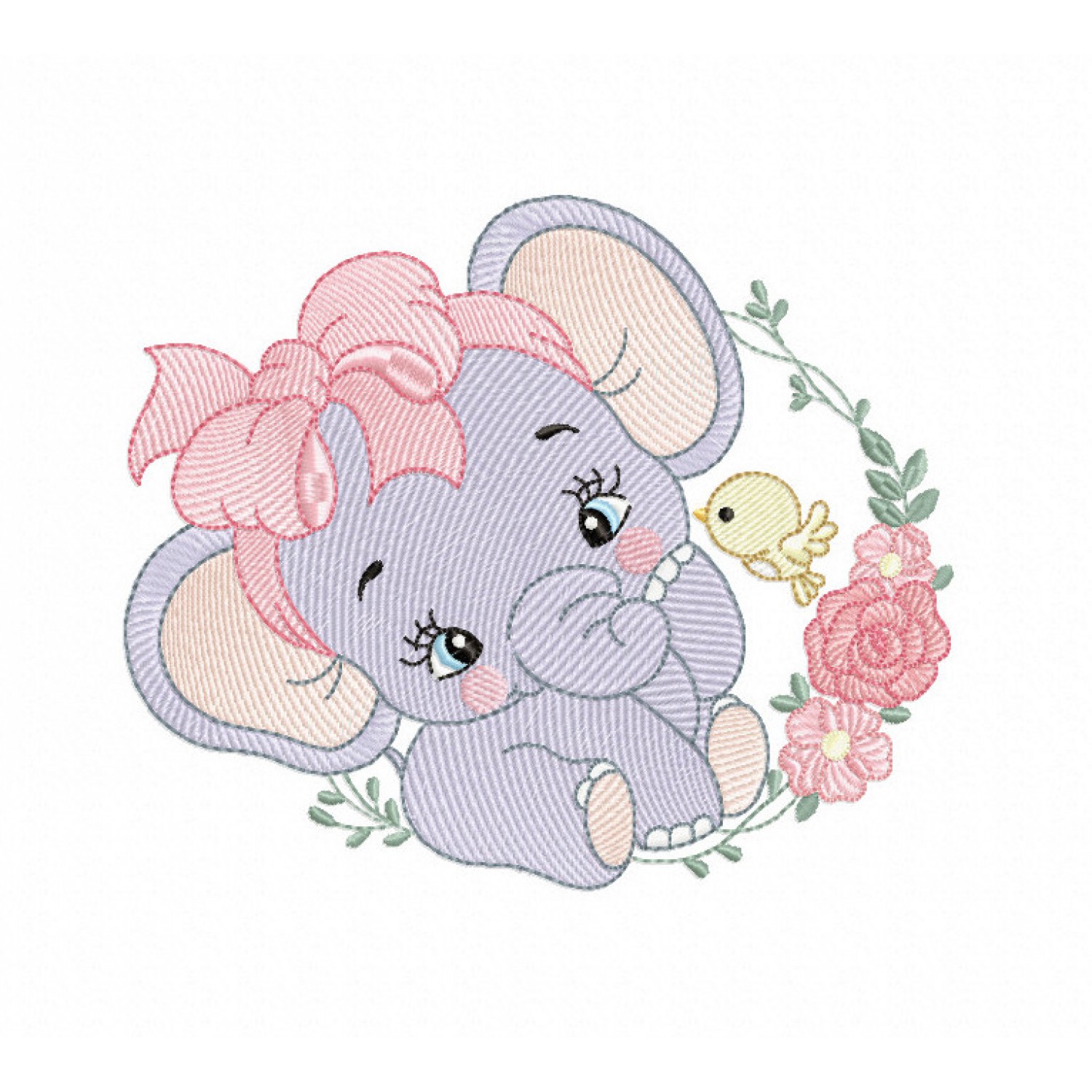Baby Elephant Embroidery Design