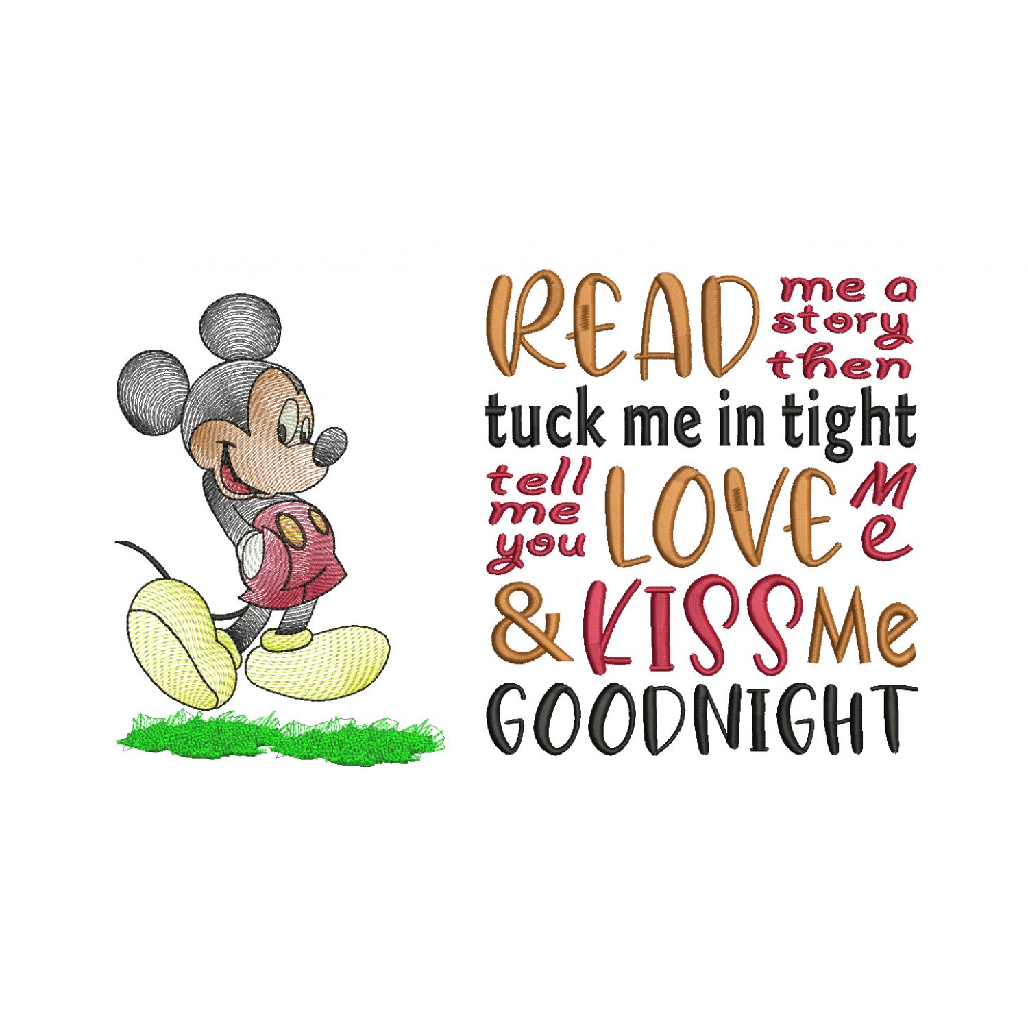 Cute Cartoon Mouse Reading Embroidery Design