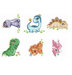 Baby Dinosaurs set 6 design embroidery design