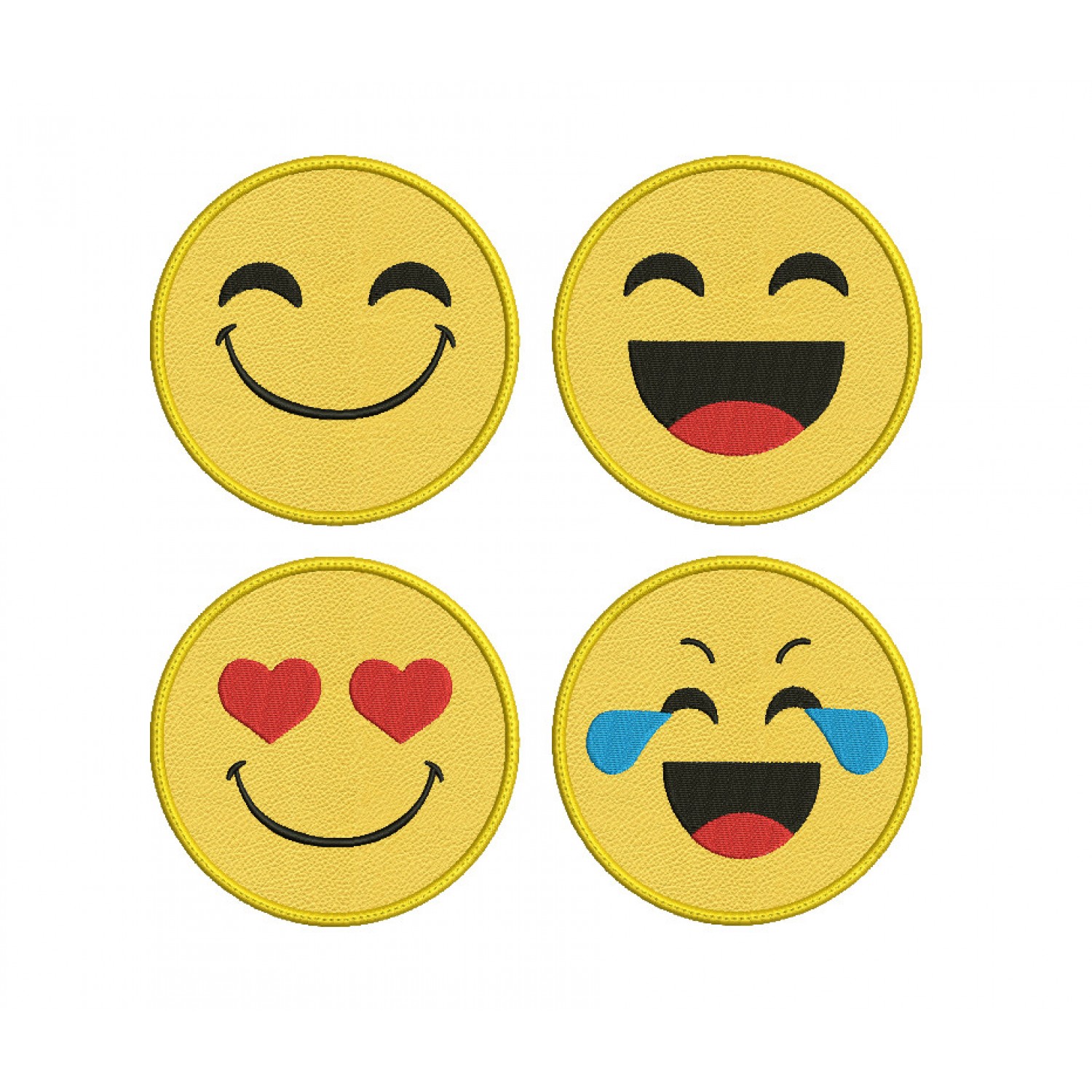 4 Smiley Face Coasters ITH Embroidery Design
