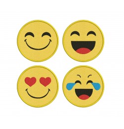 4 Smiley Face Coasters ITH Embroidery Design