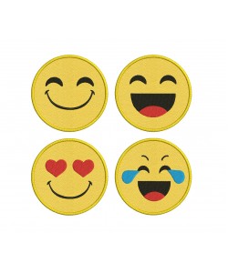4 Smiley Face Coasters ITH Embroidery Design