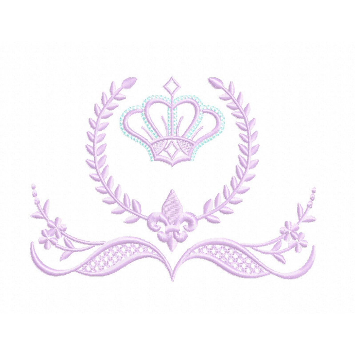 Princess Crown Laurel Embroidery Design