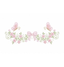 Roses and butterflies Embroidery Design 3 sizes