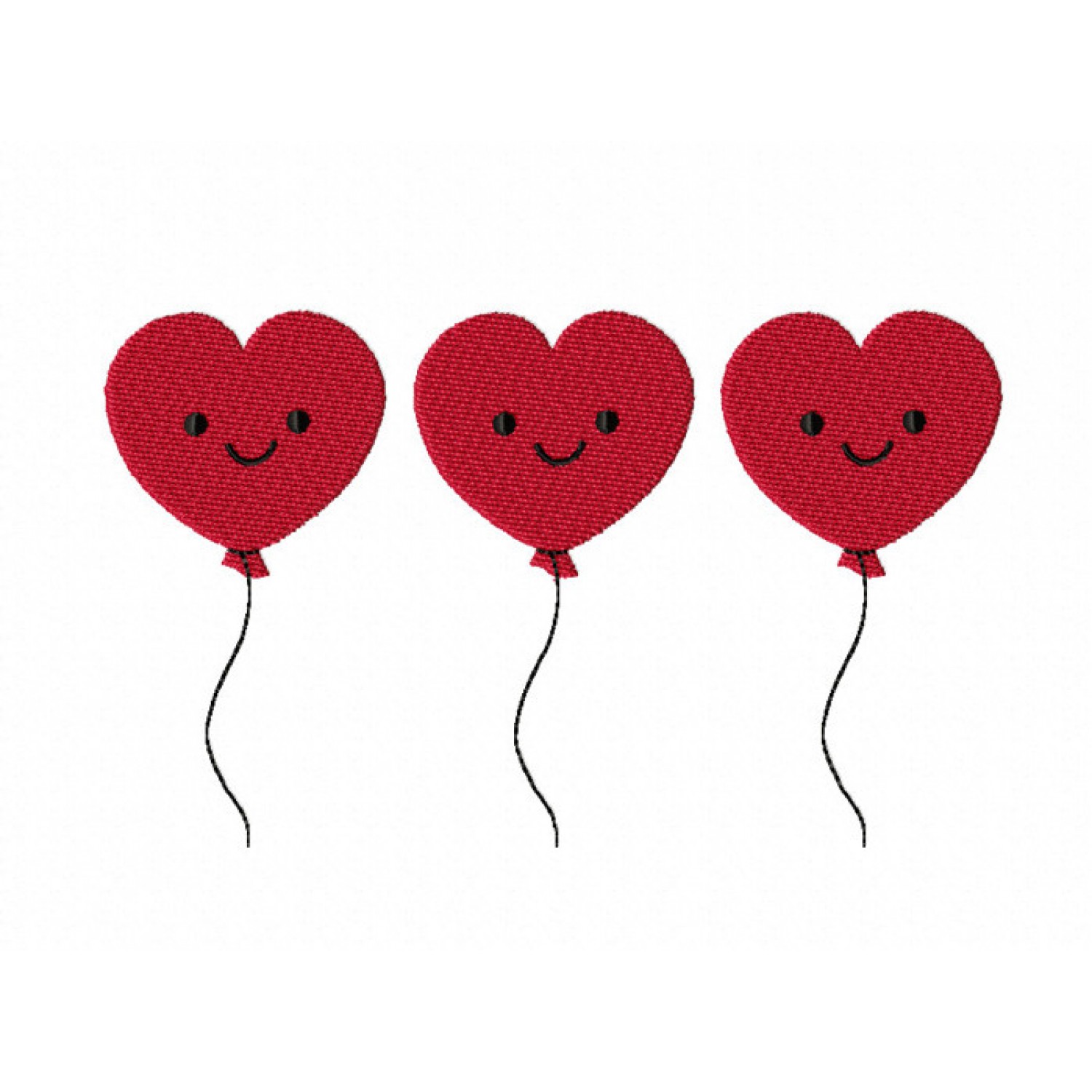 Three balloons hearts Embroidery Design 3 Sizes