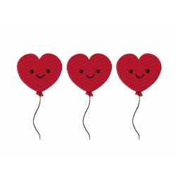 Three balloons hearts Embroidery Design 3 Sizes