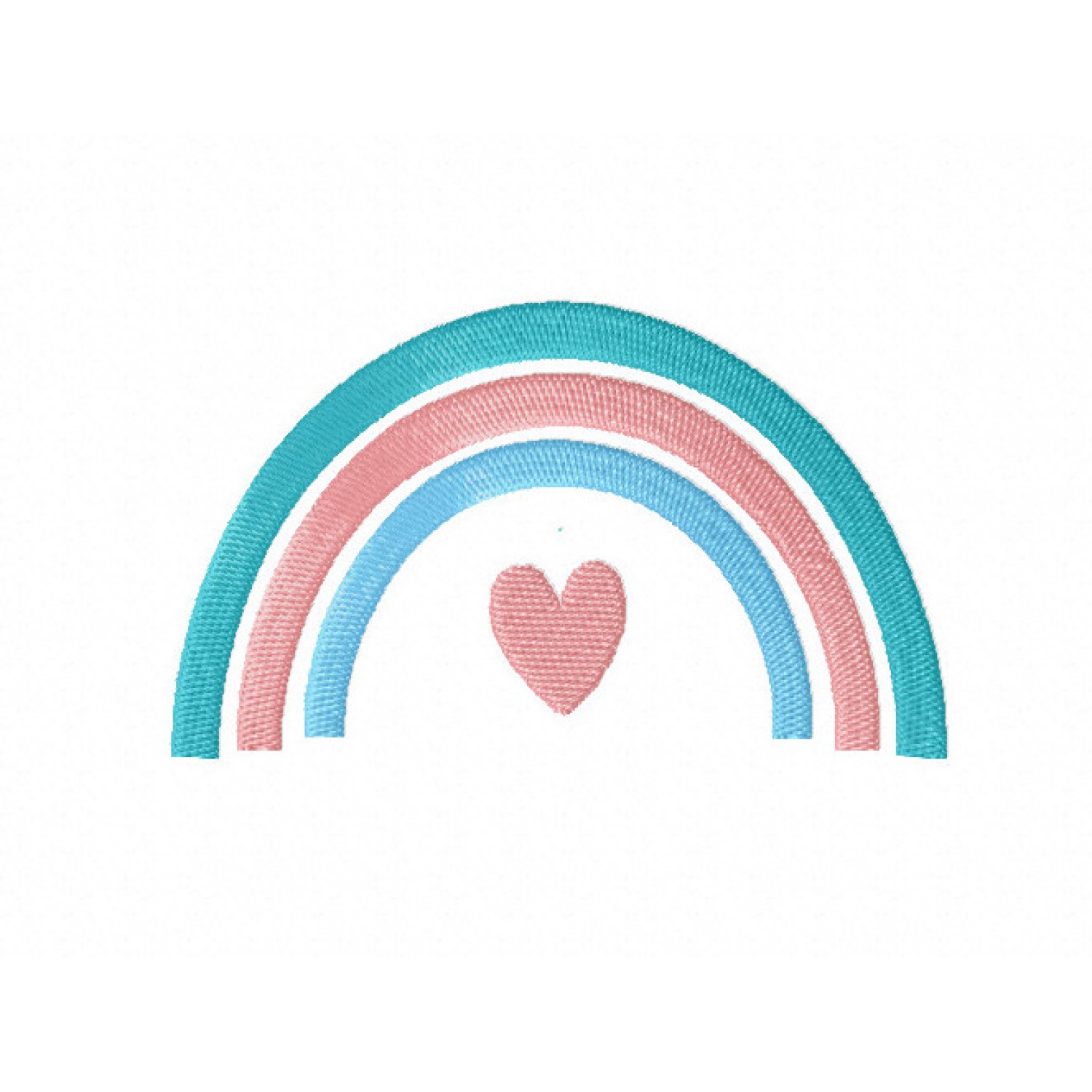 Rainbow with heart Embroidery Design