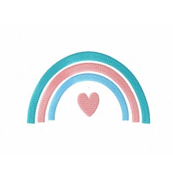 Rainbow with heart Embroidery Design