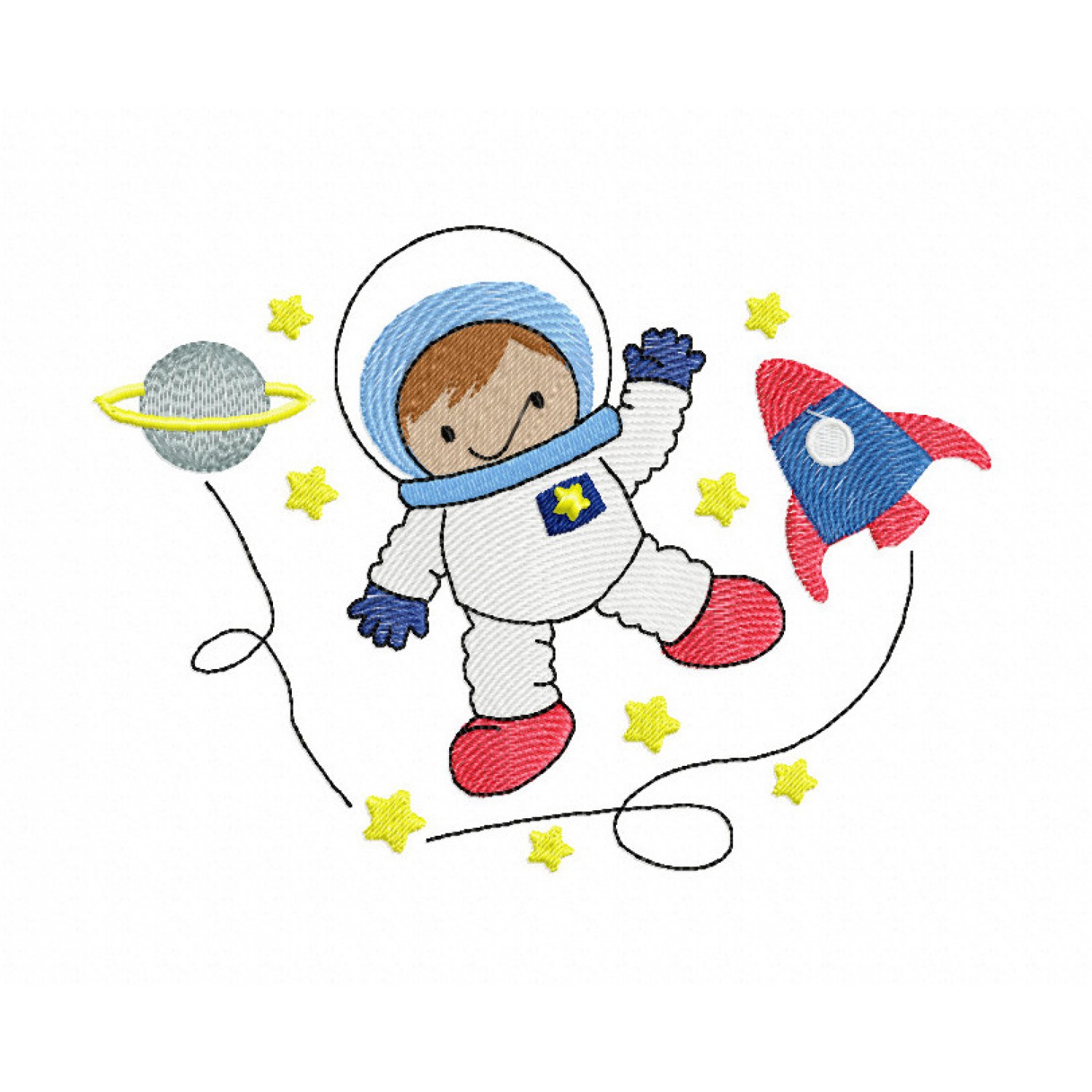 Astronaut Embroidery Design 5x7