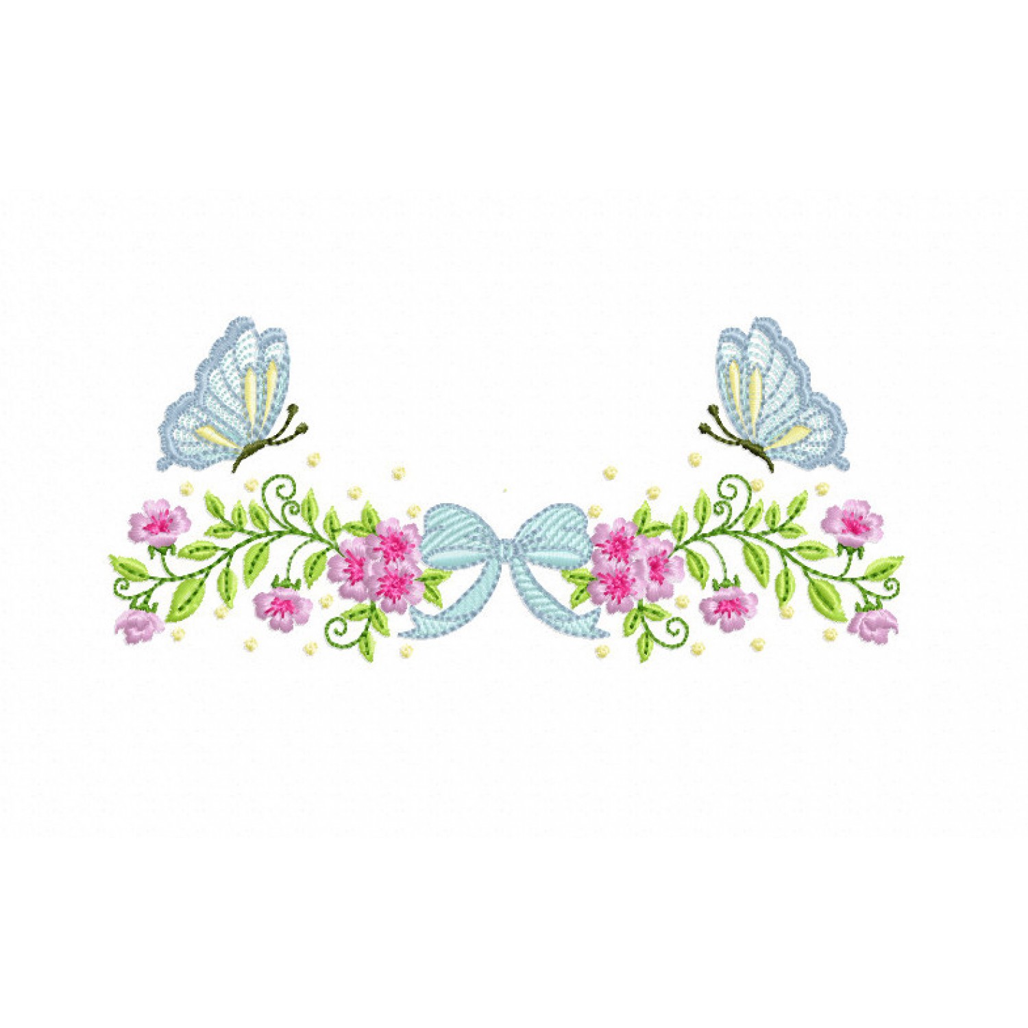 Butterfly Blossom Bow Border Embroidery Design