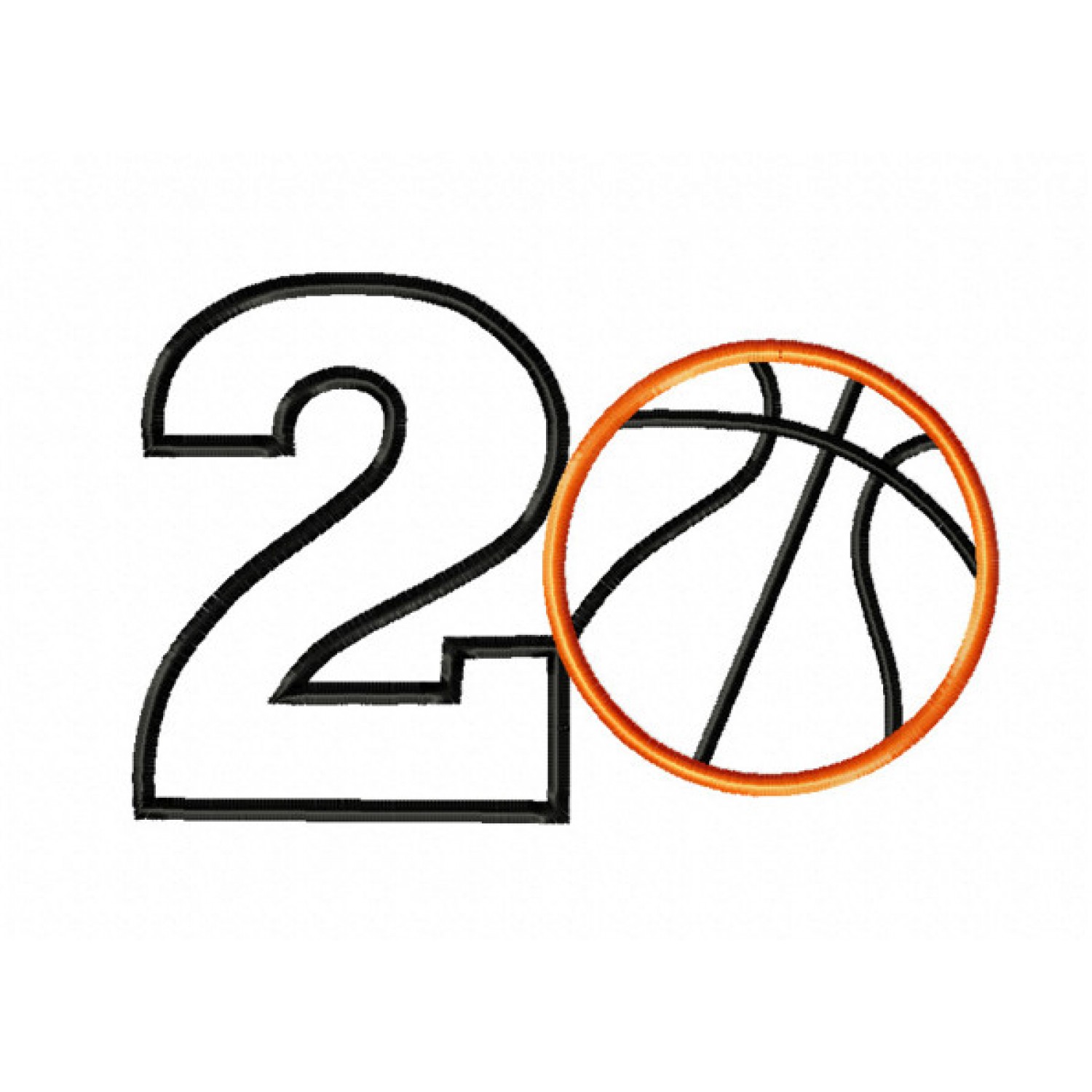Number 2 Basketball Birthday Embroidery Design Free 5x7