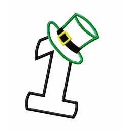 Lucky Leprechaun Hat Number 1 Birthday Embroidery Design Lucky Leprechaun Hat Number 1 Birthday Embroidery Design