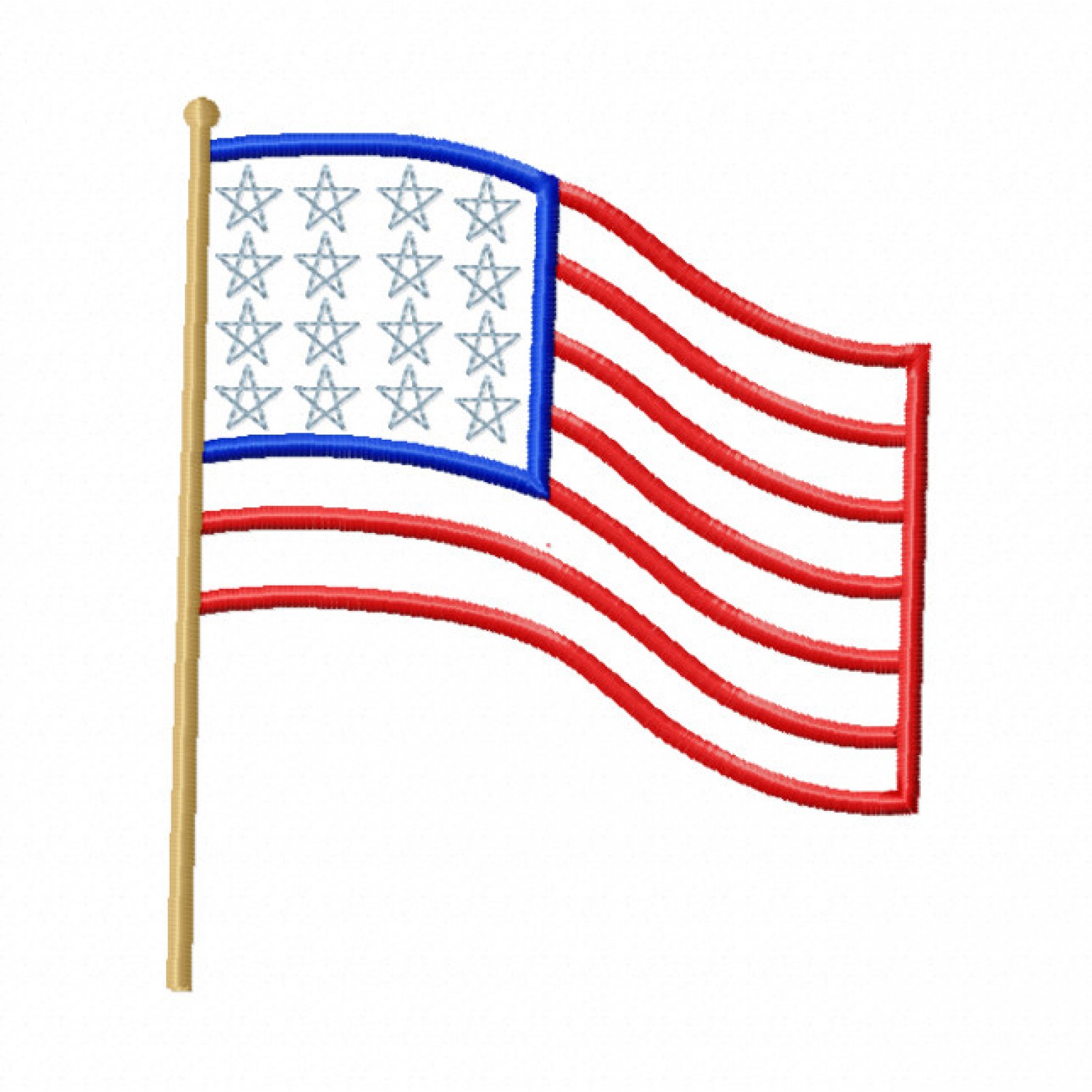Free American Flag Embroidery Design 4x4 PES Download