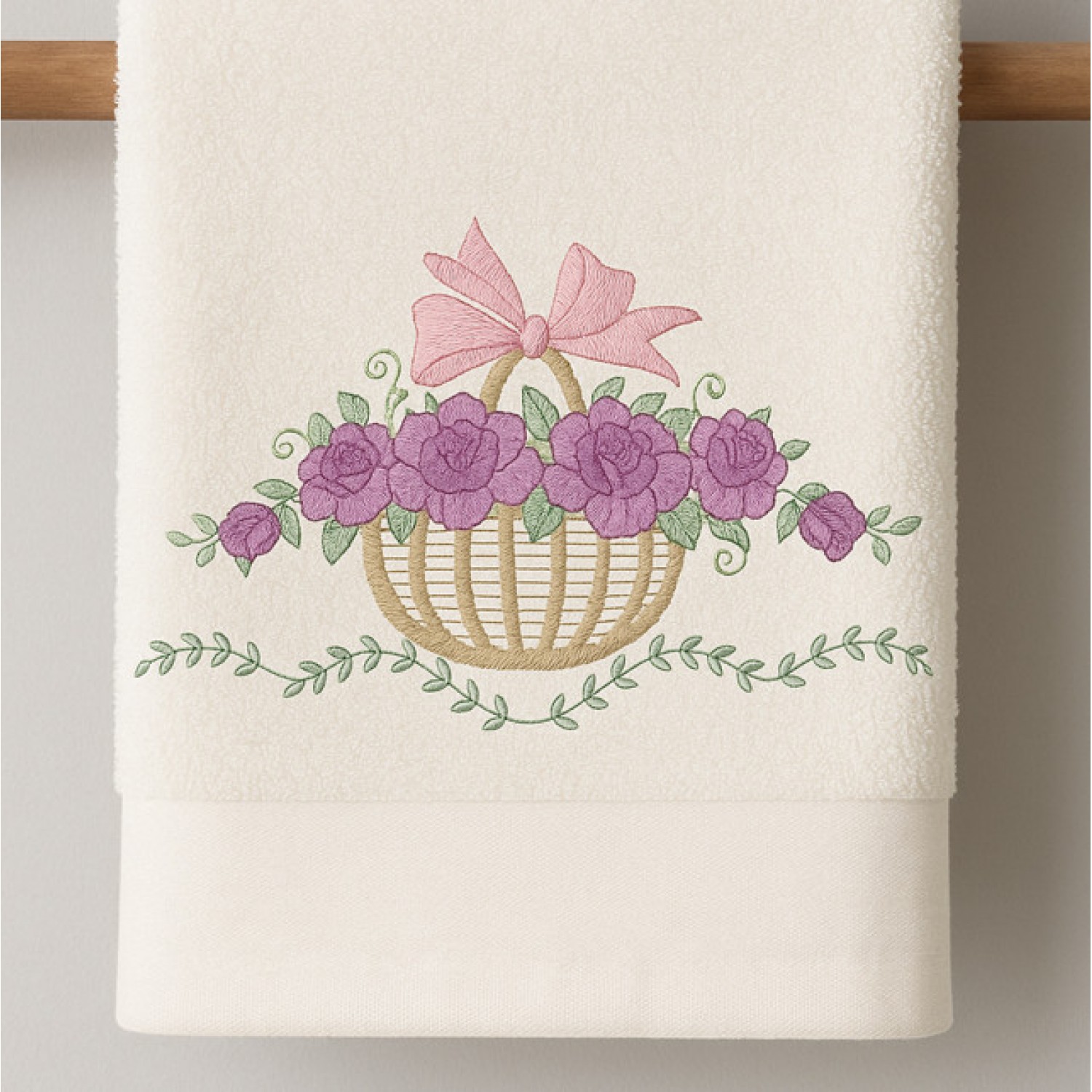 Beautiful Flower Basket Embroidery Design 5x7