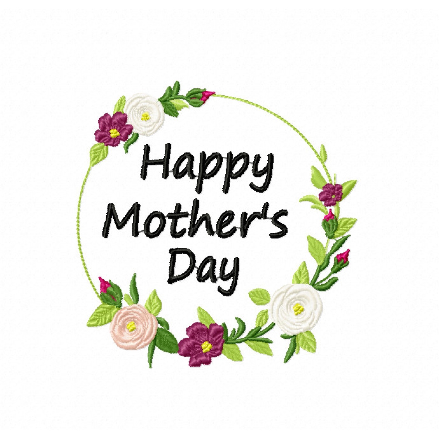 Happy mothers day Frame Roses Embroidery Design