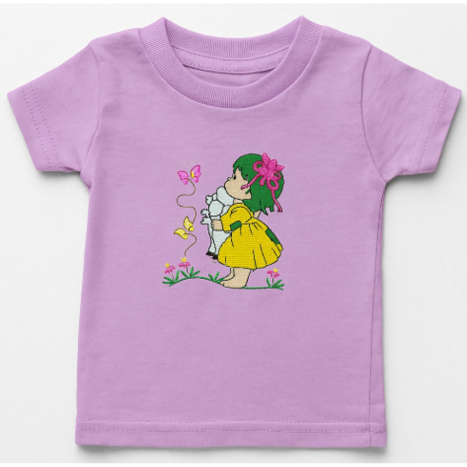 Girl and sheep Embroidery Design