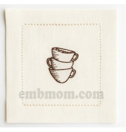 Three cups of tea Embroidery Design