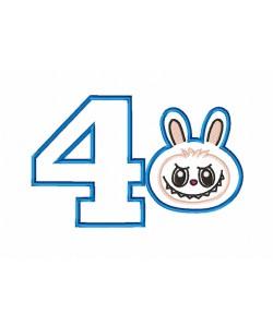 Labubu Birthday Number 4 Free Embroidery Design