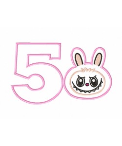 Labubu Birthday Number 5 Free Embroidery Design