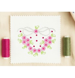 Heart rose Embroidery Design 5x7 PES JEF