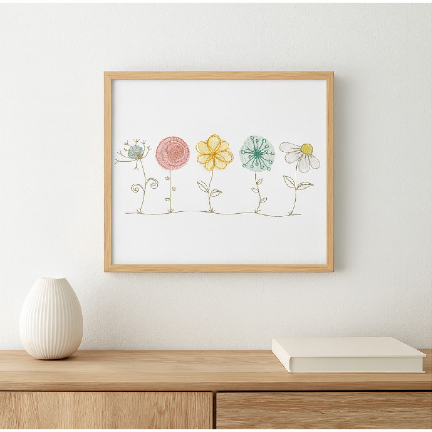 Cute Mixed Flowers Embroidery Design