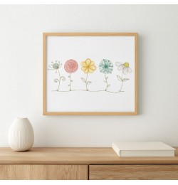 Cute Mixed Flowers Embroidery Design