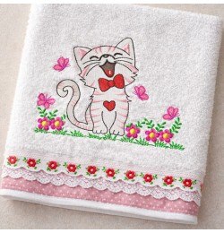 Cat with butterflies Embroidery Design