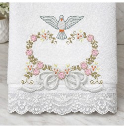 Cute Dove and flower heart Embroidery Design