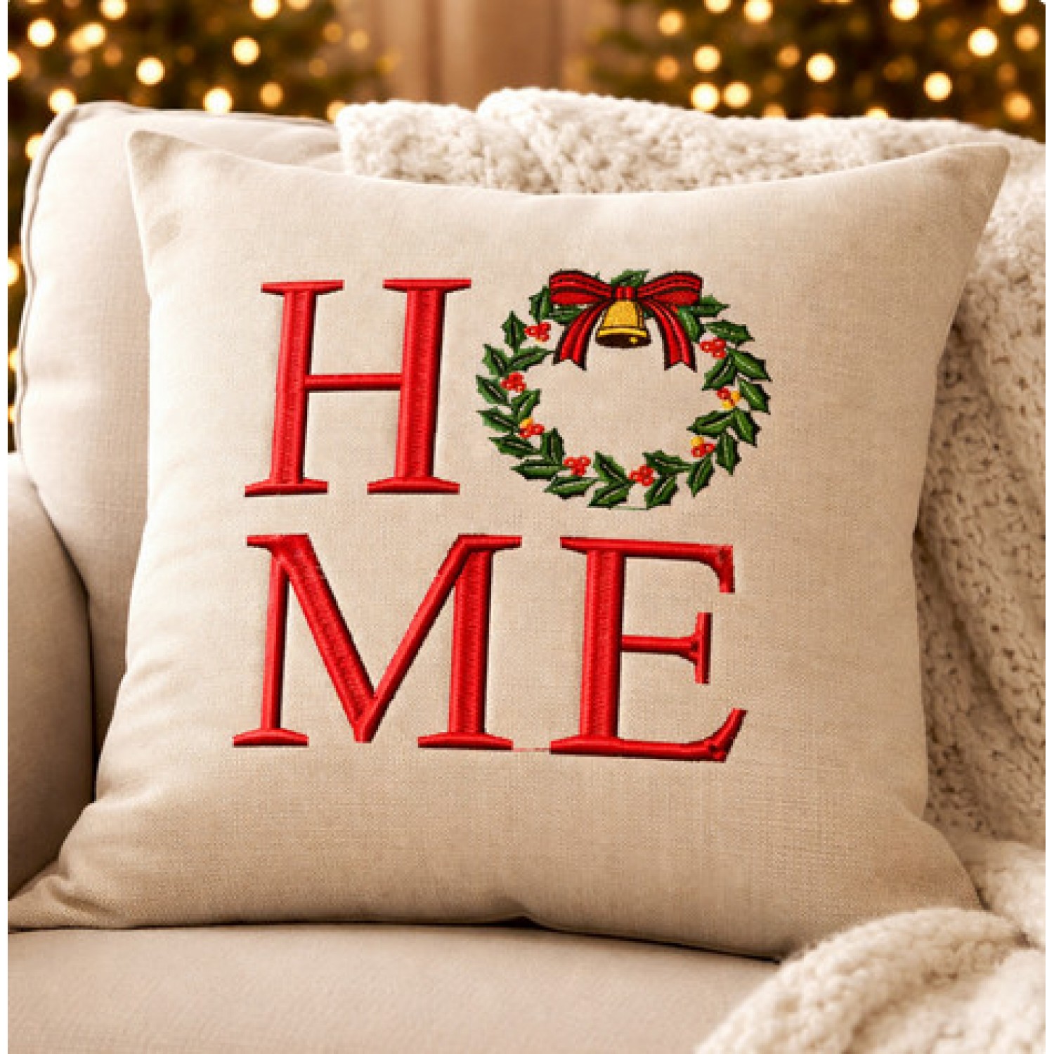 Home Christmas wreath Embroidery Design