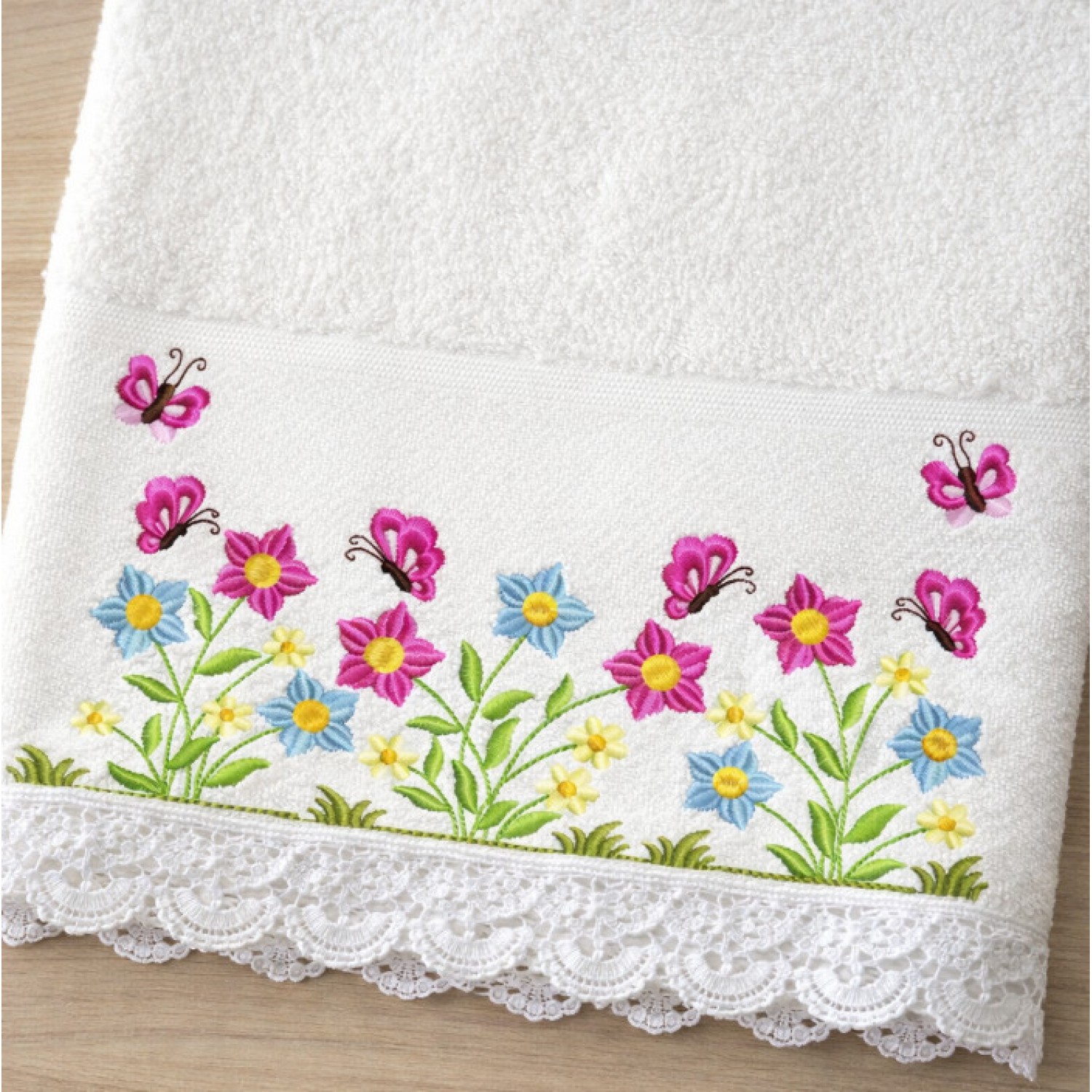 Cute Garden and Butterflies Embroidery Design 5x7 