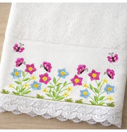 Cute Garden and Butterflies Embroidery Design 5x7 