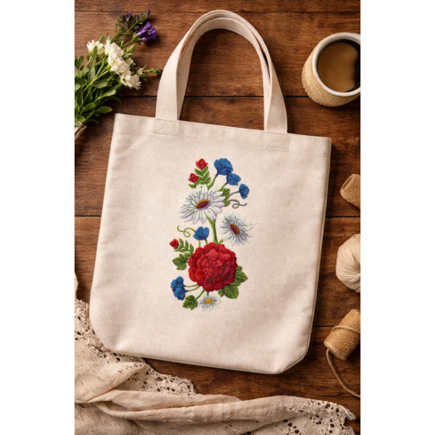 Cute Flowers branch Embroidery Design