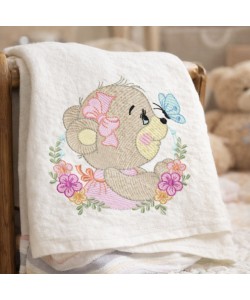 Teddy bear girl Embroidery Design 4x4