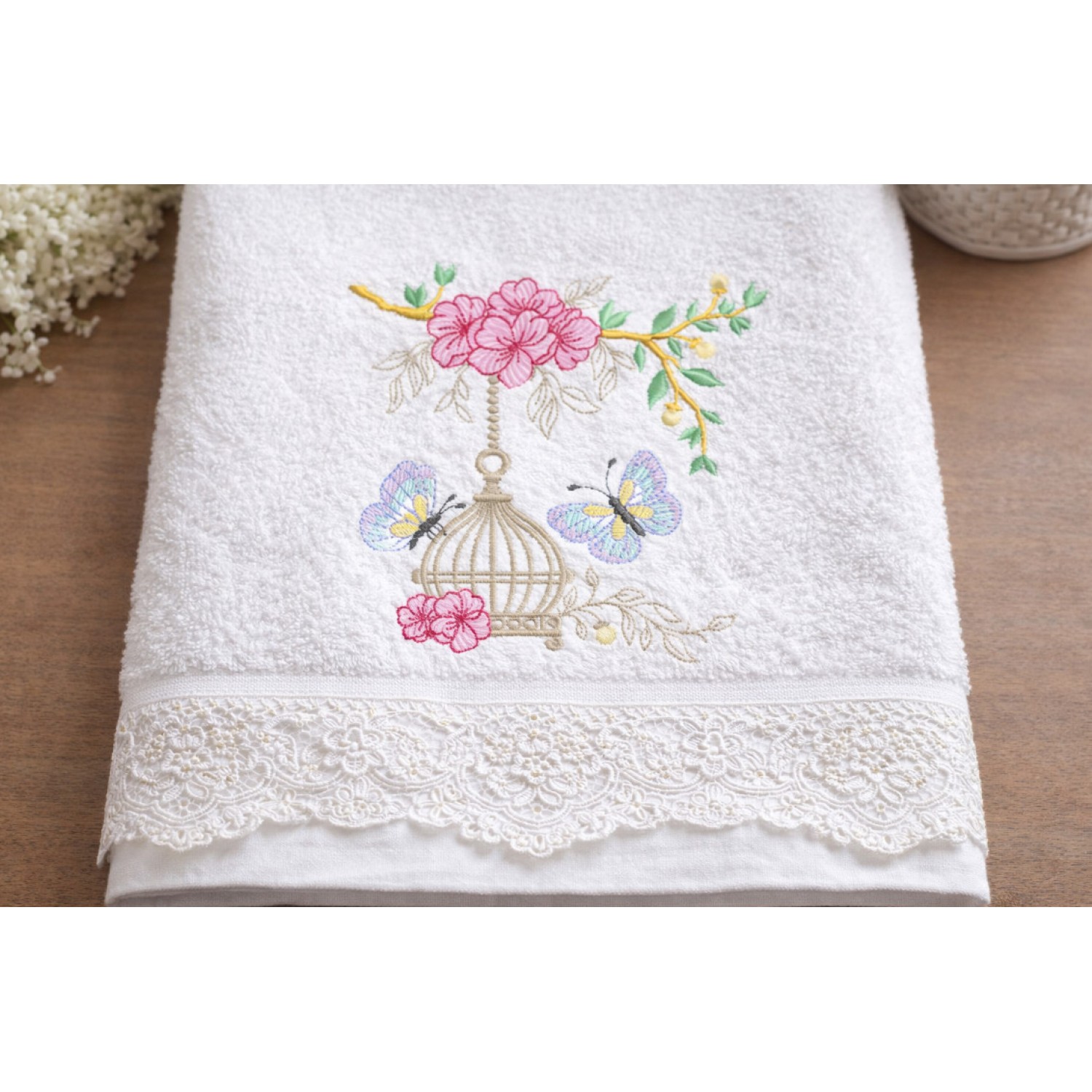 Cage and butterflies Embroidery Design