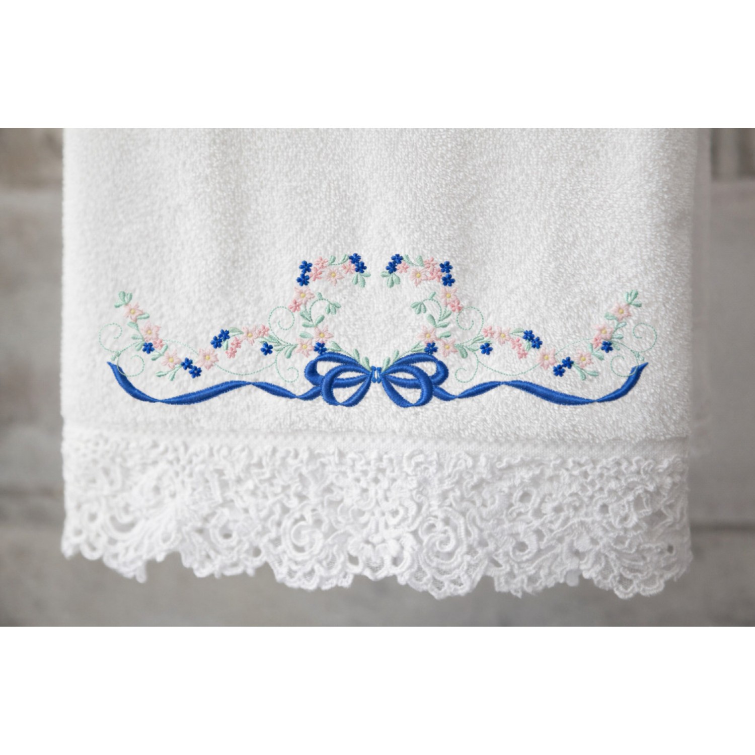 Blue Blossom Elegance Border Embroidery Design