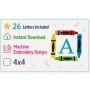 Back to School Crayon Alphabet Embroidery Bundle A-Z | 26 Monogram Designs | 4x4 Hoop
