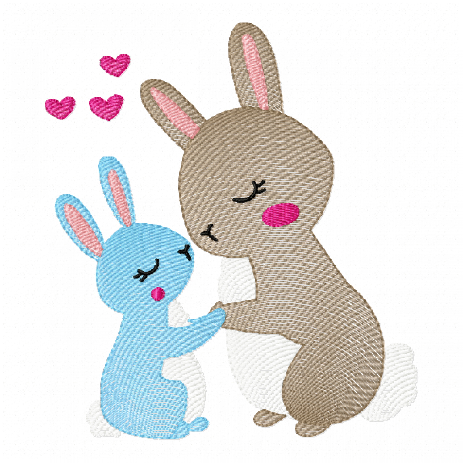 Bunny Mother and Baby Embroidery Design