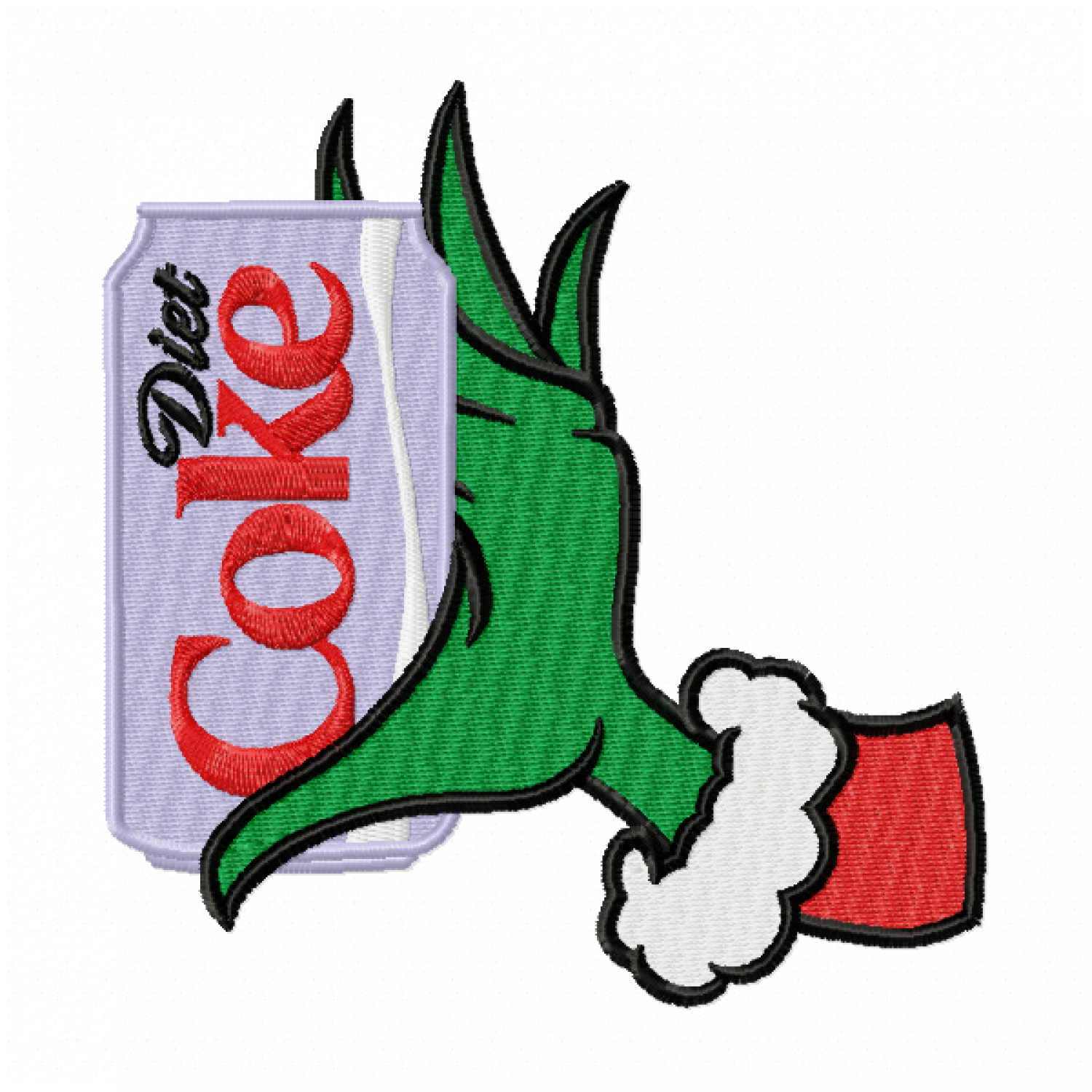 Green Monster Hand Holding Soda Embroidery Design