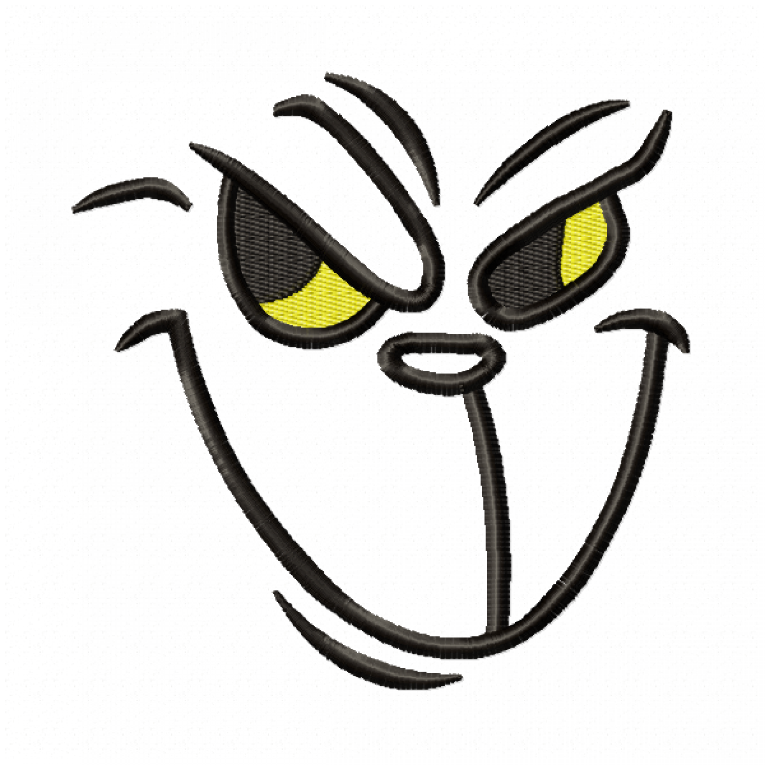 Grumpy Green Monster Face Embroidery Design