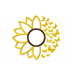 Sunflower Butterflies Embroidery Design