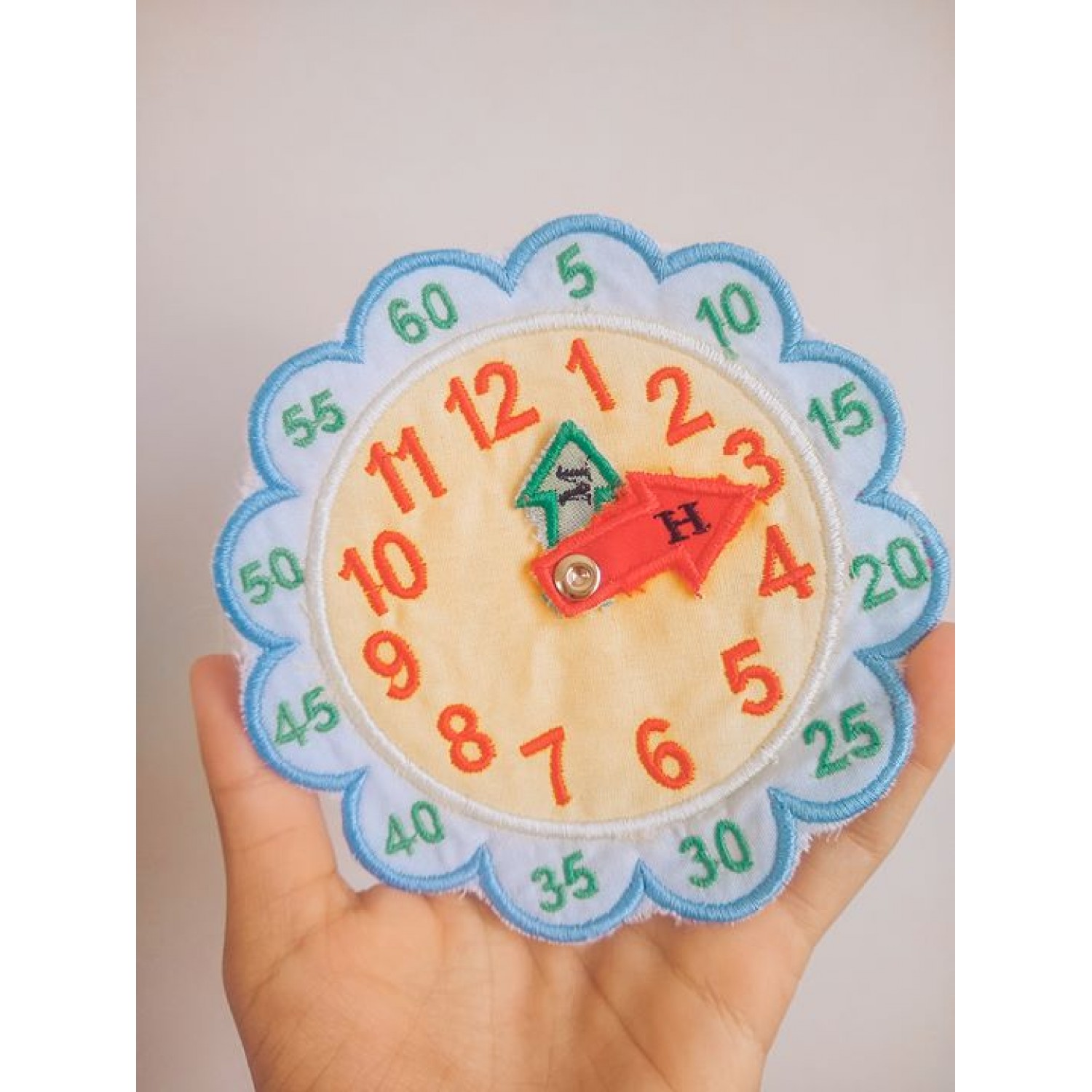 Learning Time Clock Embroidery Design 3 Sizes