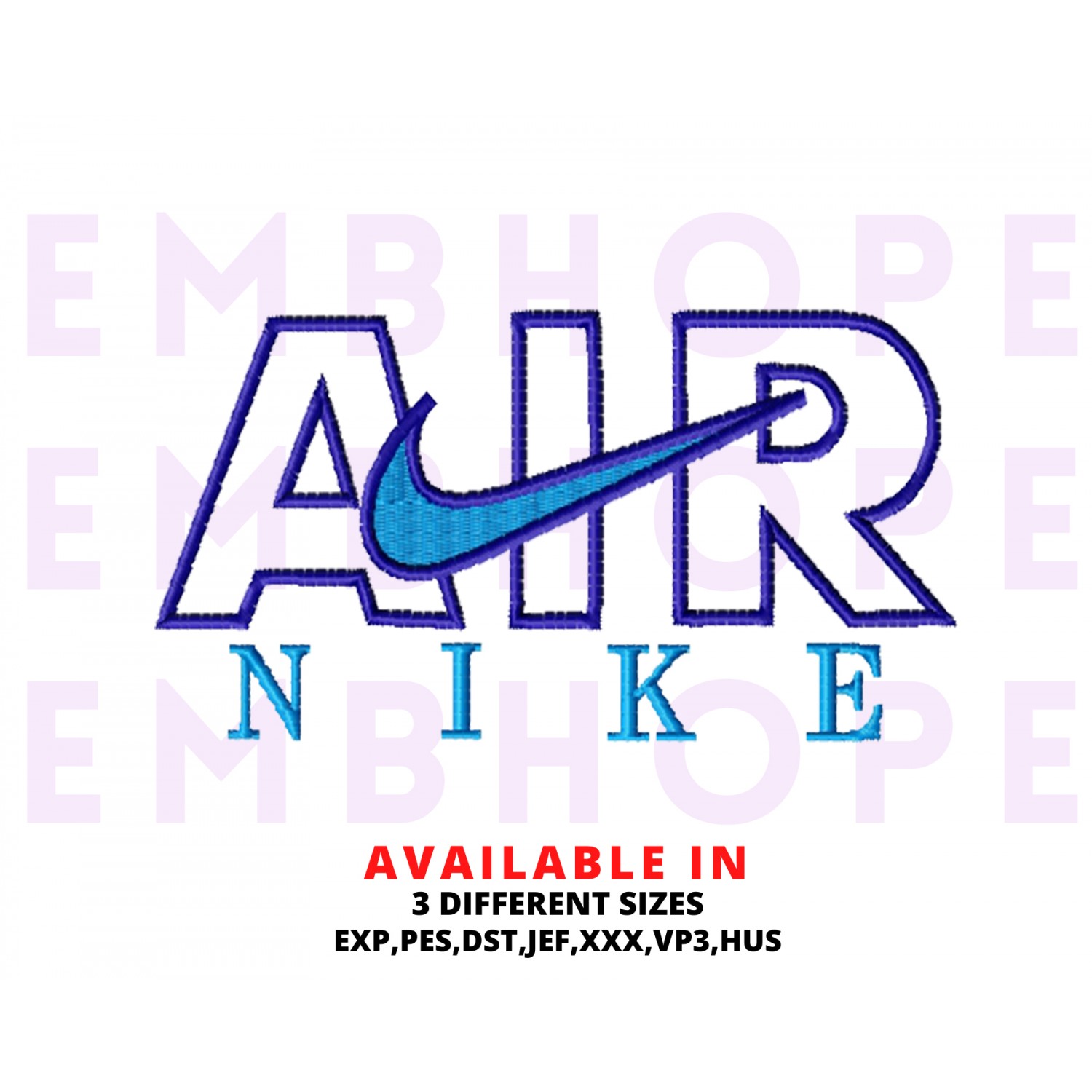 Sport Air Style Embroidery Design 3 Sizes
