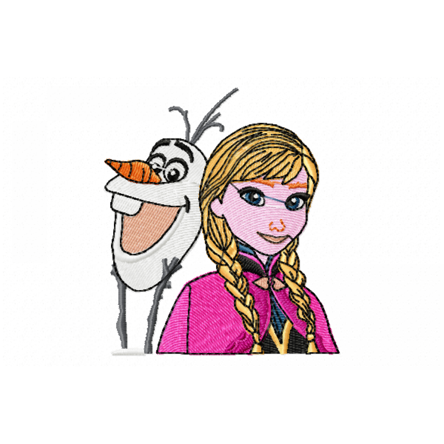 Cartoon Ana and Olaf Embroidery Design 4X4