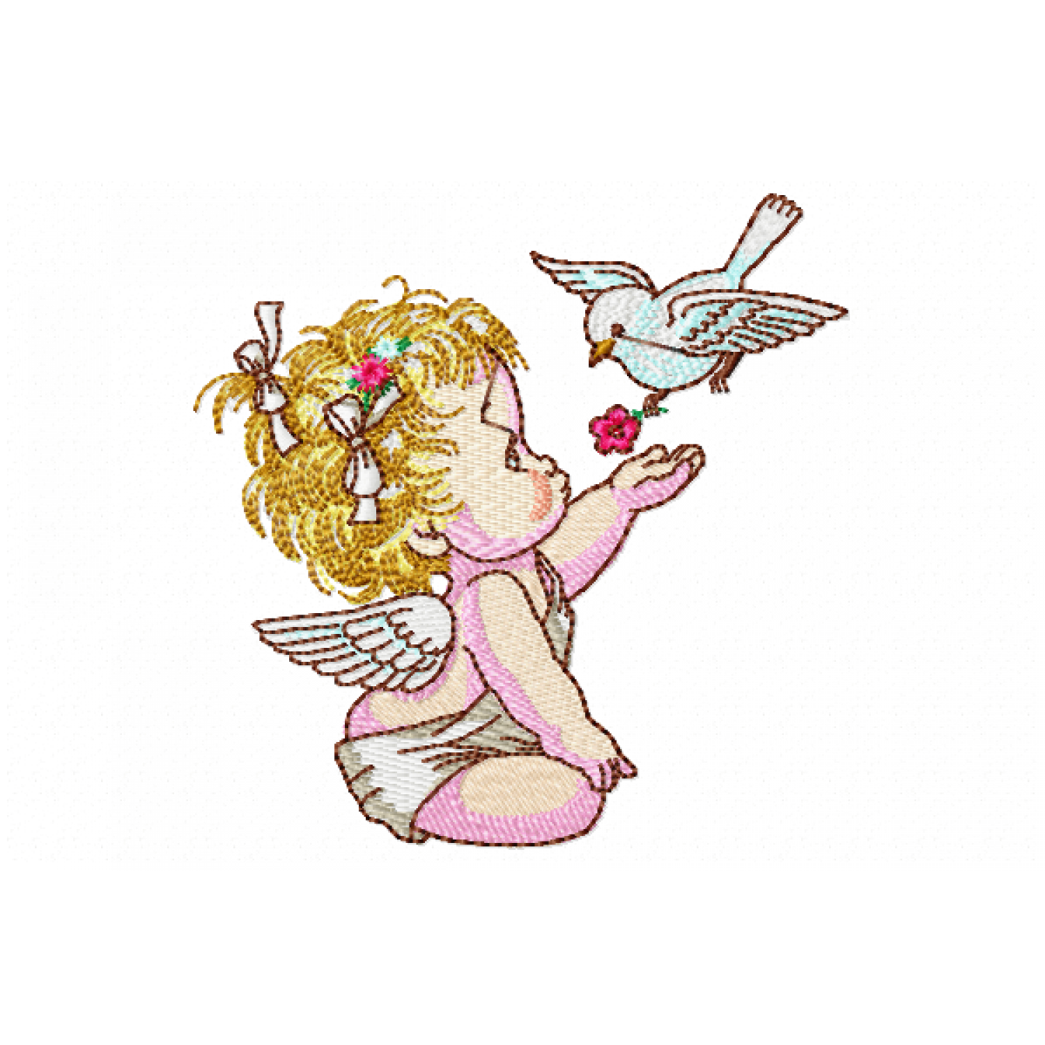 Free Angel Child Embroidery Design 4x4