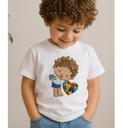 Autism Awareness Boy Embroidery Design – Puzzle Heart 4x4