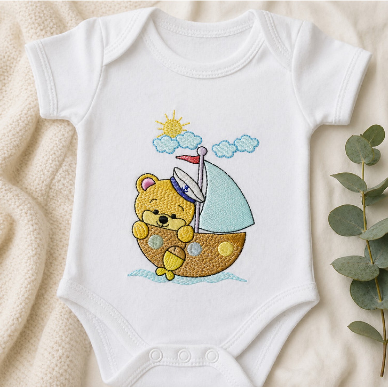 Baby Sailor Bear Embroidery Design