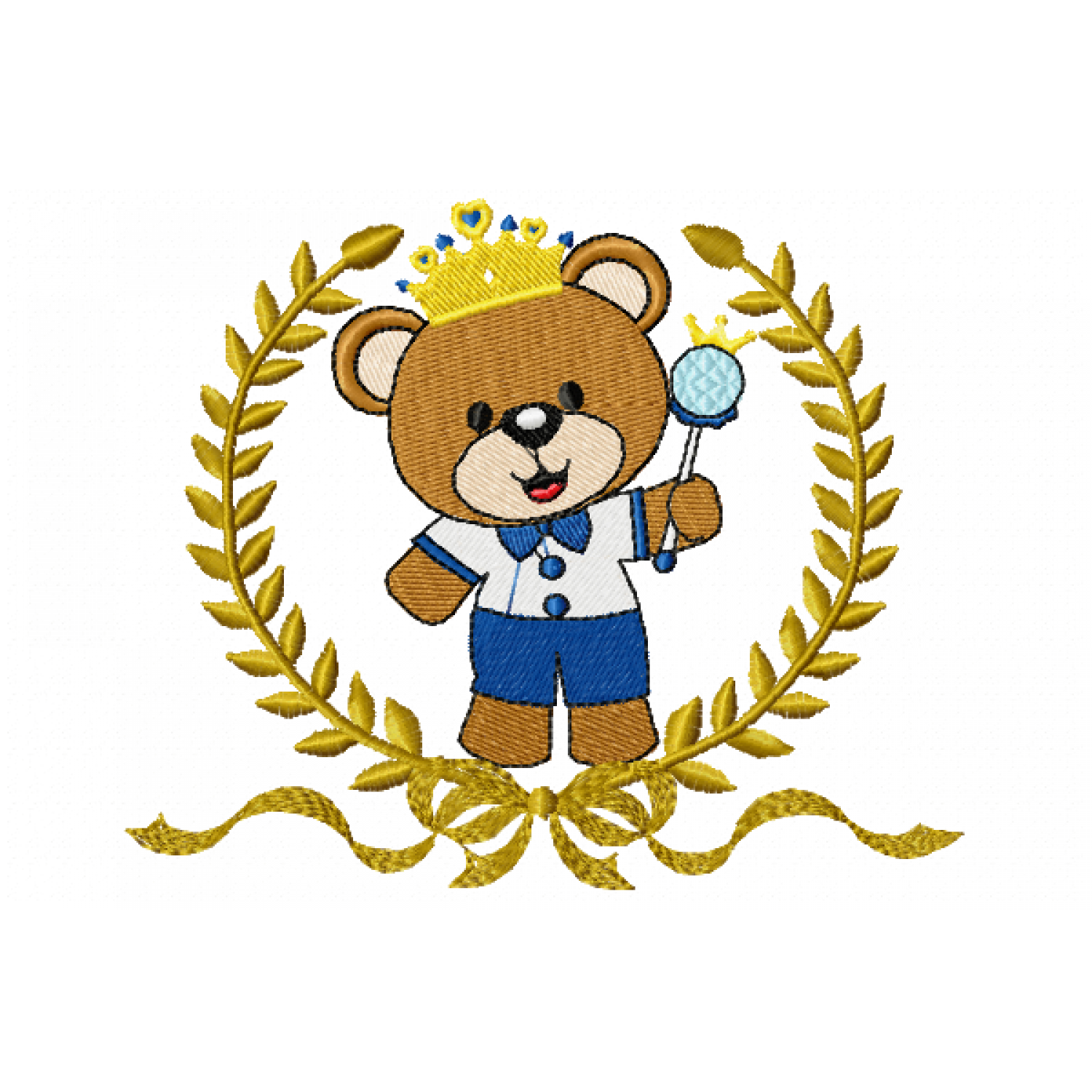 Baby bear with stick Embroidery Design